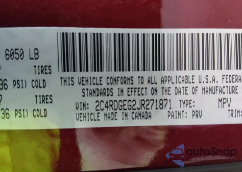 2018 Dodge Grand Caravan Gt из США, поврежденный, VIN 2C4RDGEG2JR271871